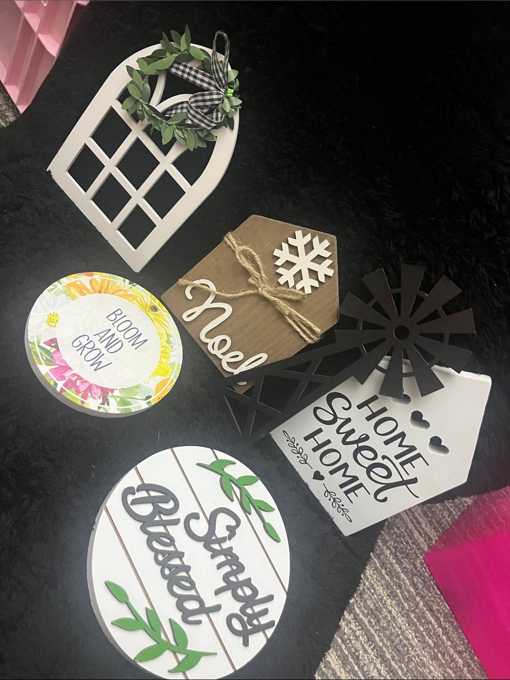 6pc Mixed sizes  Wooden signs for table tops Home Sweet Home